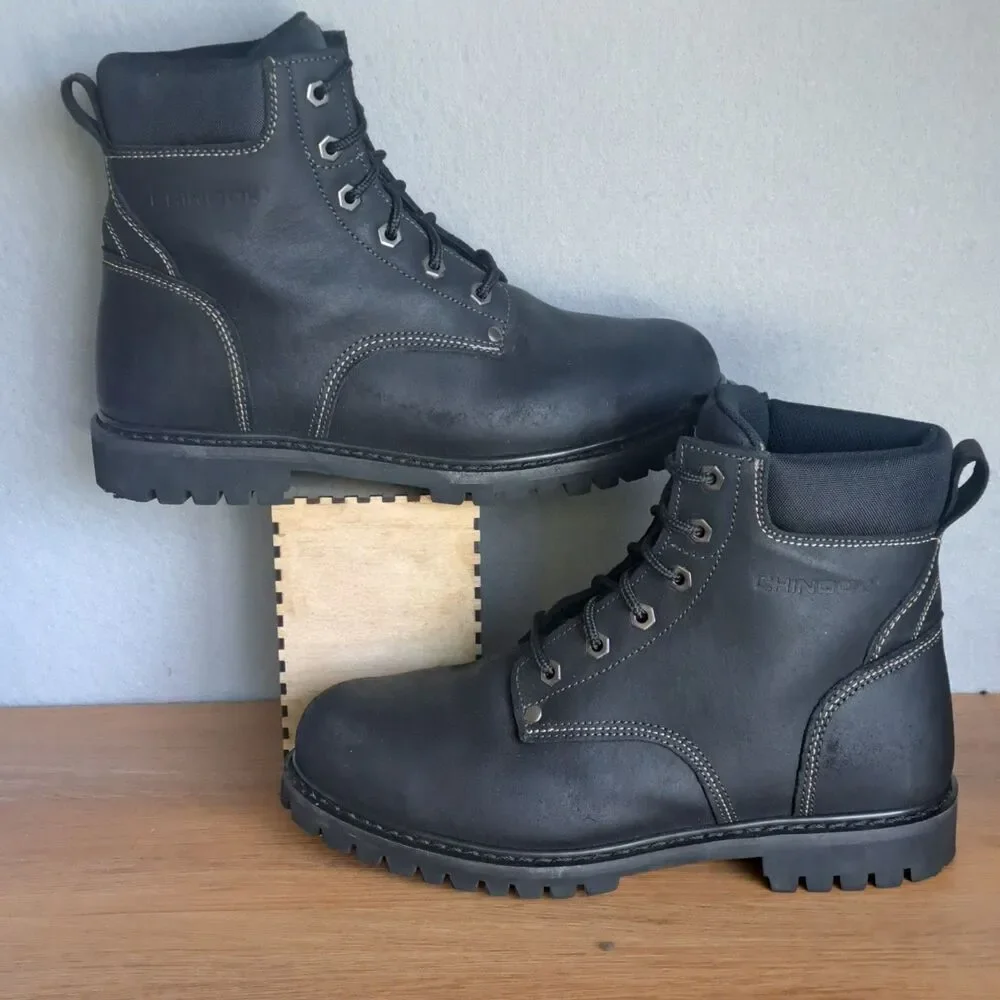 Chinook Work Boots Men's Size 11 Oil Rigger Steel Toe Leather Upper Black